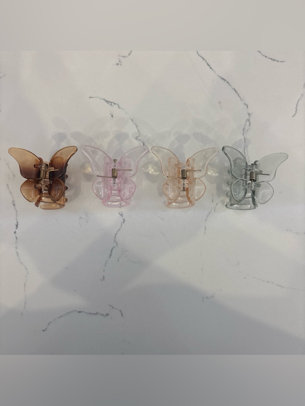 Butterfly Jaw Clip Set - Pastel Pink, Peach, Brown, Gray - 4 Pieces